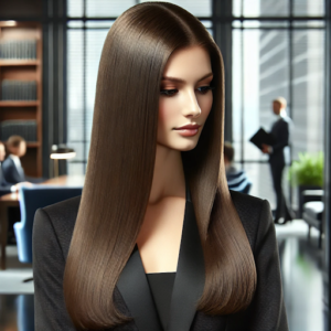 sleek and straight hairstyle for long hair