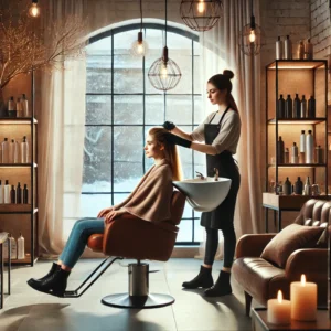 cozy salon interior during winter