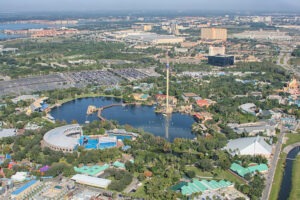 ORLANDO, USA: Aerial view of the adventure park Sea World Orlando - one of the seventh-most visited amusement parks in the United States