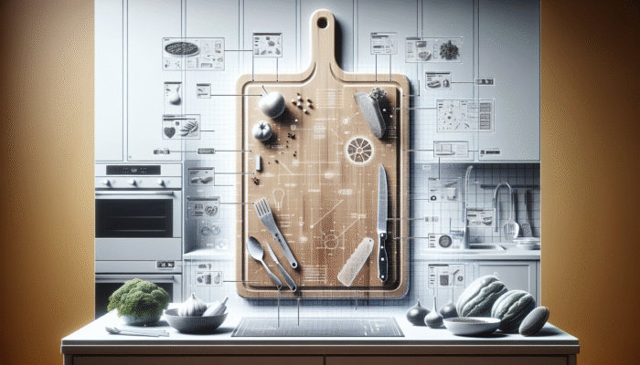 A resilient, eco-friendly cutting board featured in a modern kitchen, emphasizing sustainability and minimal waste.