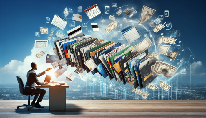 Mastering Debt Consolidation Strategies for Individuals with Poor Credit: A Comprehensive UK Guide | DCL Visual representation of a person organizing credit cards and loan documents into a single folder, symbolizing the essence of debt consolidation.
