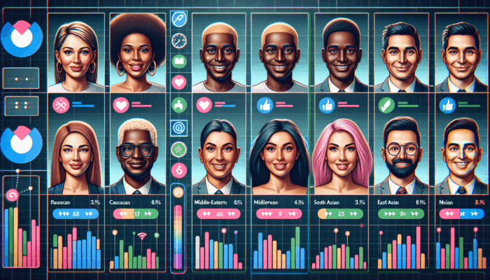 Diverse influencers showcasing metrics and benchmarks, efficient digital campaign interface, and successful audience engagement.
