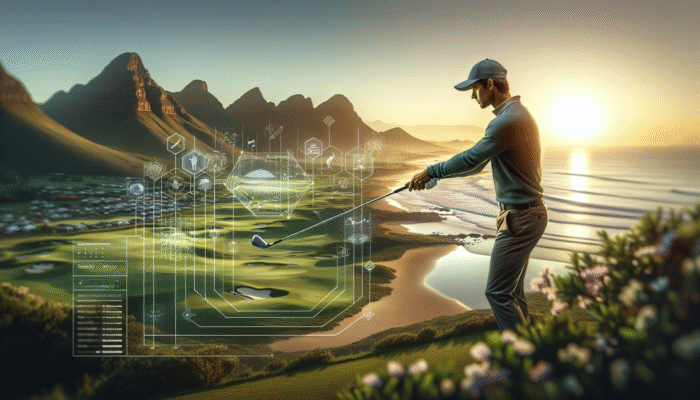 Golfer in South Africa utilizing a finger grip for natural wrist hinge, adopting a neutral stance on varied terrains.