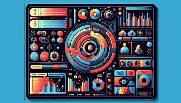Digital dashboard displaying cohort analysis graphs for video engagement metrics segmented by sign-up date and location.