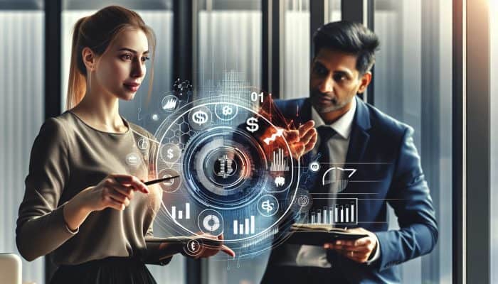 Debt Consolidation Loans for Business Owners: UK Guide | DCL A business owner and financial advisor in a modern office, reviewing charts and planning debt management strategies.