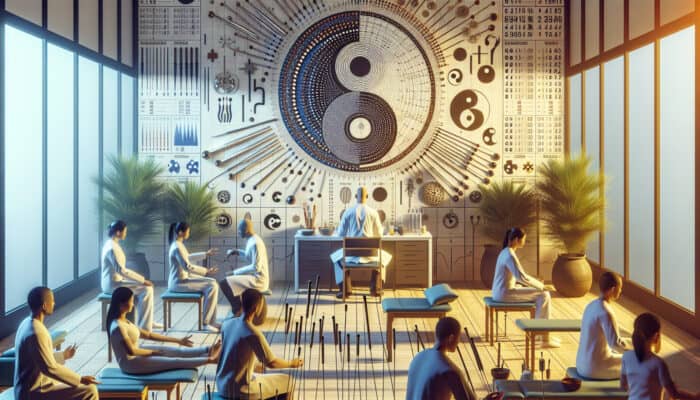 Acupuncture for Weight Management: A contemporary UK acupuncture clinic merging ancient Chinese and Western medical practices in a tranquil environment.